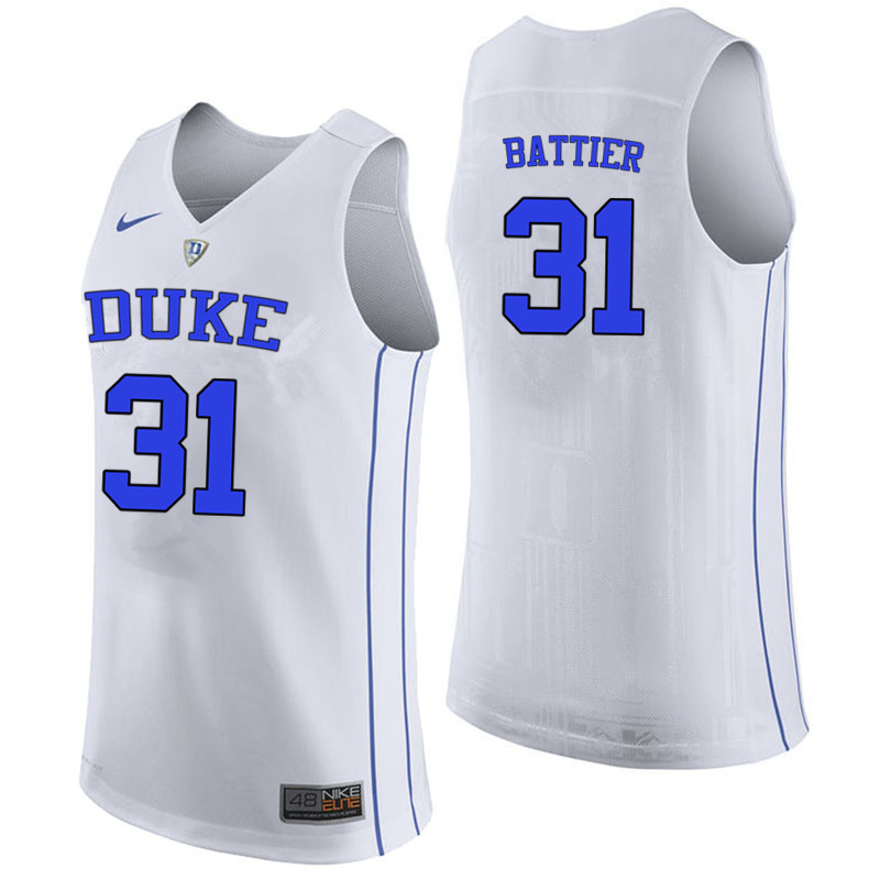 Men #31 Shane Battier Duke Blue Devils College Basketball Jerseys-White